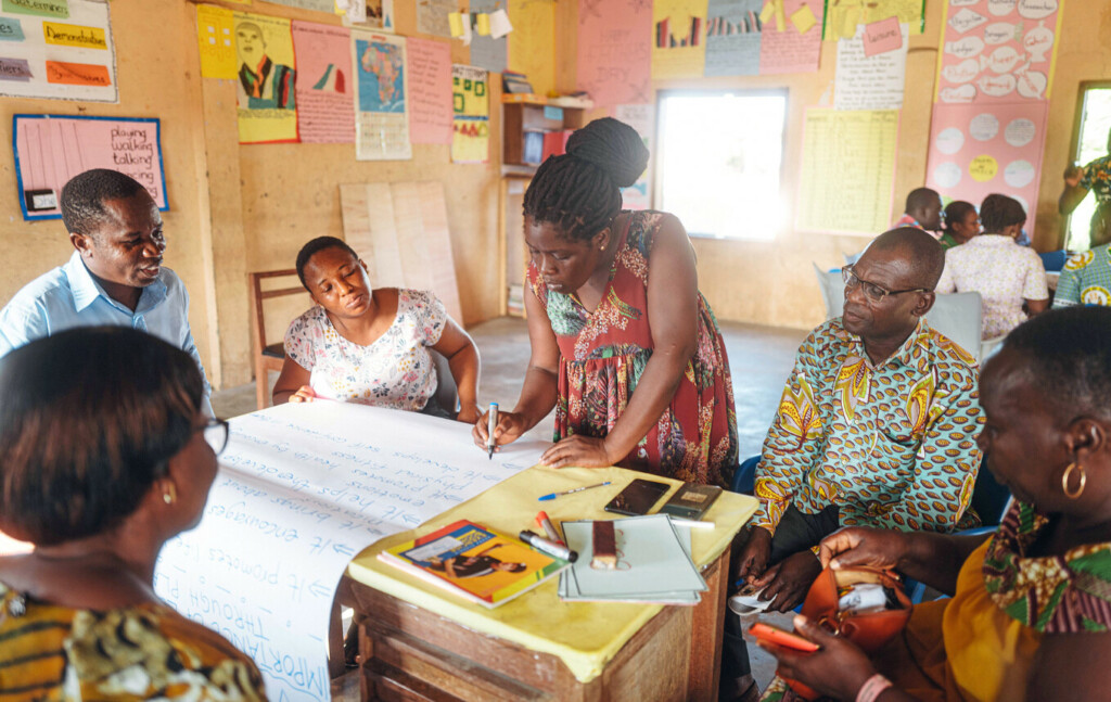 educators chatting in classroom