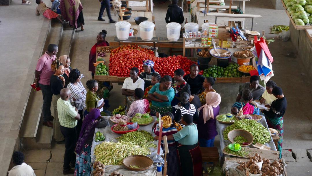 A top view of a food market in Mbeya Tanzania